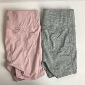 Free People Movement Hang Time Biker Shorts XS Bundle Gray Pink Workout Gym Yoga